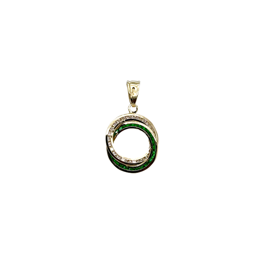 18Kt Circle Pendant with White & Green Pendant Ref :ICTP0214-FCZ-GCZ