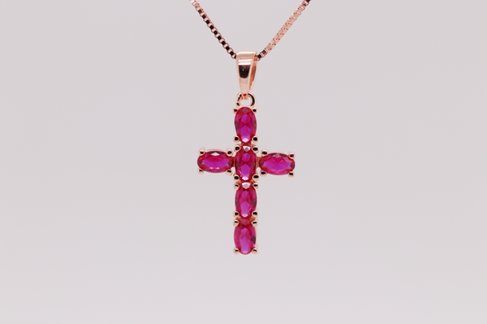 Ovale Rosa Cross Necklace Ref: RCROP-PG