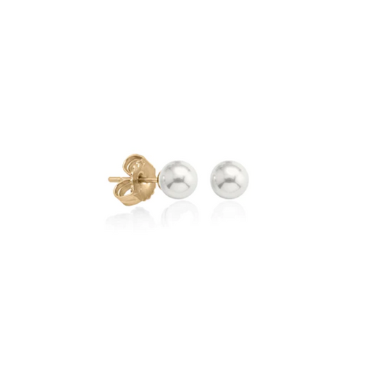 Stud earrings in silver gold-plated, 7mm round white pearls Ref :3230110007011