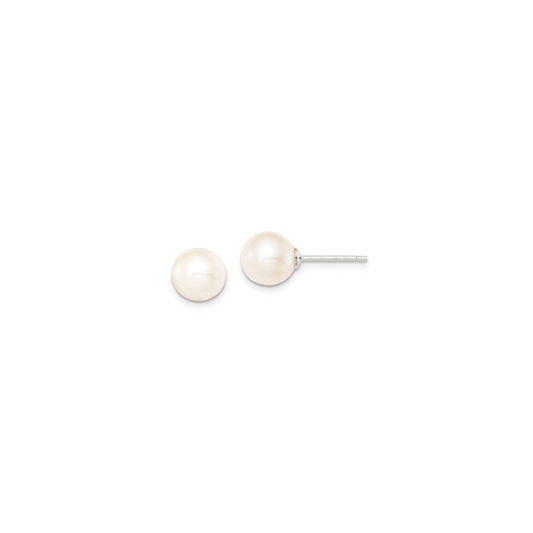 Stud earrings in silver gold-plated, 9mm round white pearls Ref :3250110007011