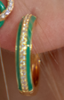 SMALTO - Silver 925 Gold Plated & Green Enamel Hoop Looped Earrings