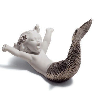 Waking Up at Sea Mermaid Figurine. Silver Lustre Ref :1008547