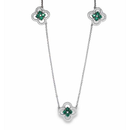 Fortuna Trilogy Necklace with Green Crystals