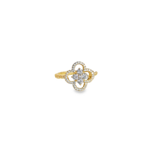 Fortuna Yellow Gold Plated Ring with Clear crystals