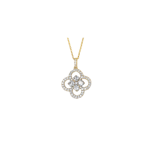 Fortuna Yellow Gold Plated Necklace with Clear Crystals