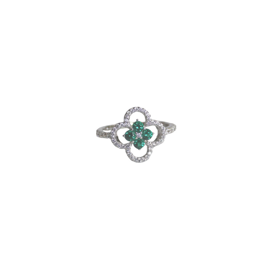 Fortuna Ring with Green Crystals