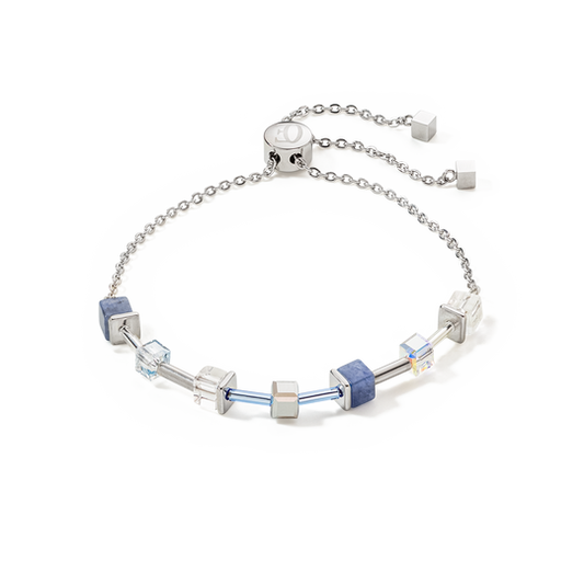 GeoCUBE® Precious & Slider Closure bracelet silver-blue Ref :5074-30-700