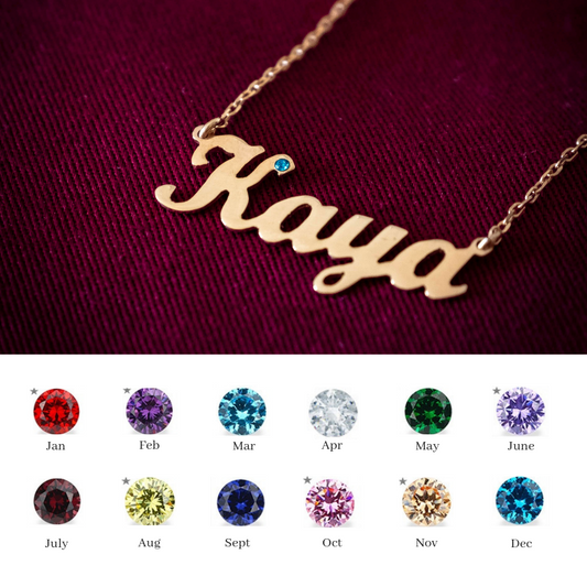 Personalised Necklace with Birth Stone - Rose Gold Plated