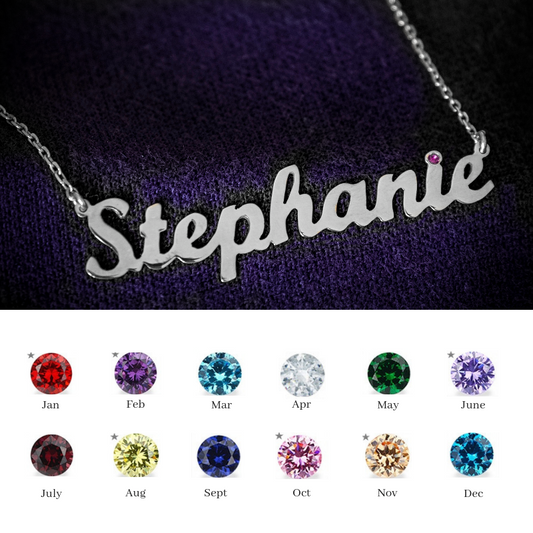 Personalised Necklace with Birth Stone - Silver 925
