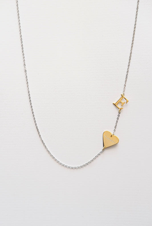 Silver 925 Initial Necklace + Heart
