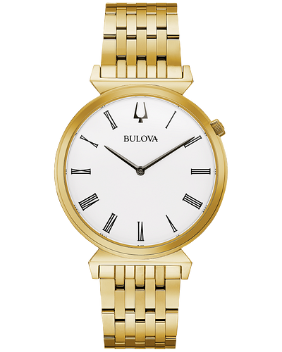 Bulova Regatta Men's Quartz White Dial Gold-Tone Watch 97A153