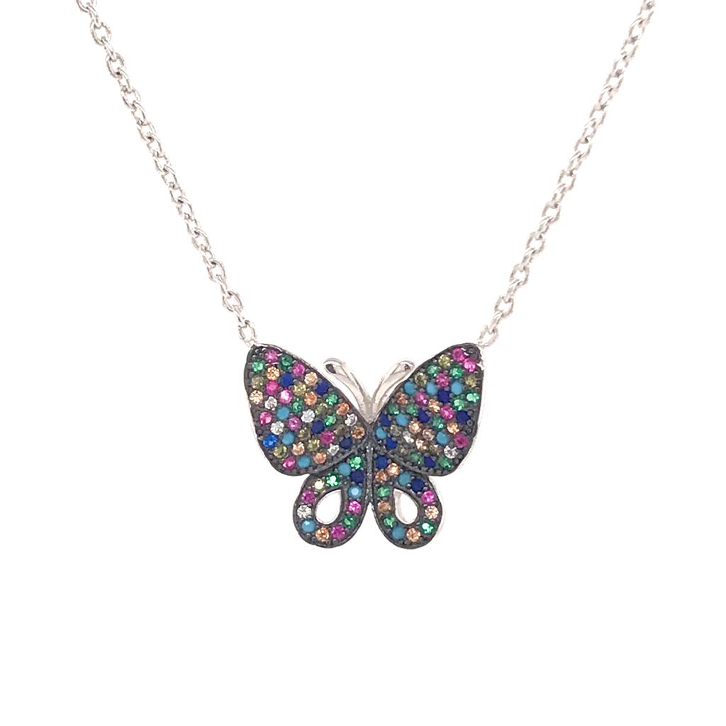 Multi-Colour Butterfly Necklace (SET82012NWC)