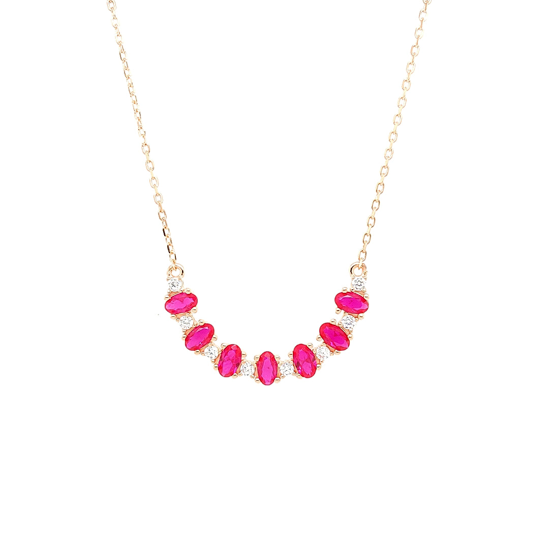 Sterling Jewellers' Ovale Rosa Mezzaluna Crescent Necklace in Rose Gold Plating with Pink Stones from the new Ovale Collection
