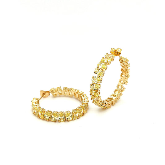 Sterling Jewellers' Ovale Giallo Large Hoop Earrings in Yellow Gold Plating with Yellow Stones from the new Ovale Collection
