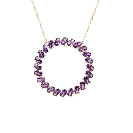 Sterling Jewellers' Ovale Viola Sole Round Necklace in Rose Gold Plating with Violet Stones from the new Ovale Collection