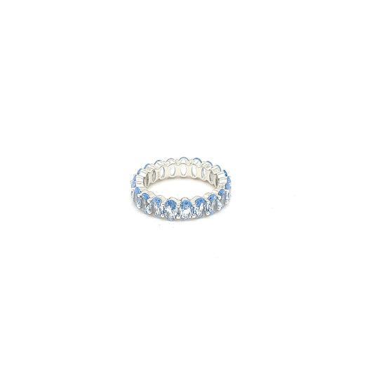Sterling Jewellers' Ovale Acqua Ring in Rhodium Plating with Aqua Blue Stones from the new Ovale Collection