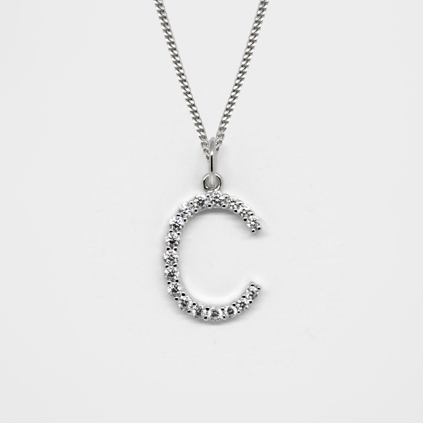 Silver 925 Initial Necklace - C