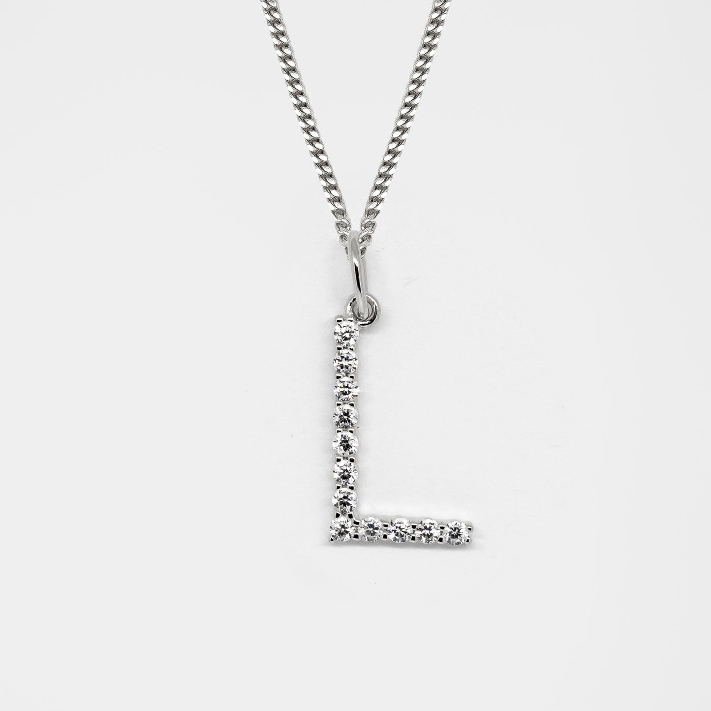 Silver 925 Initial Necklace - L