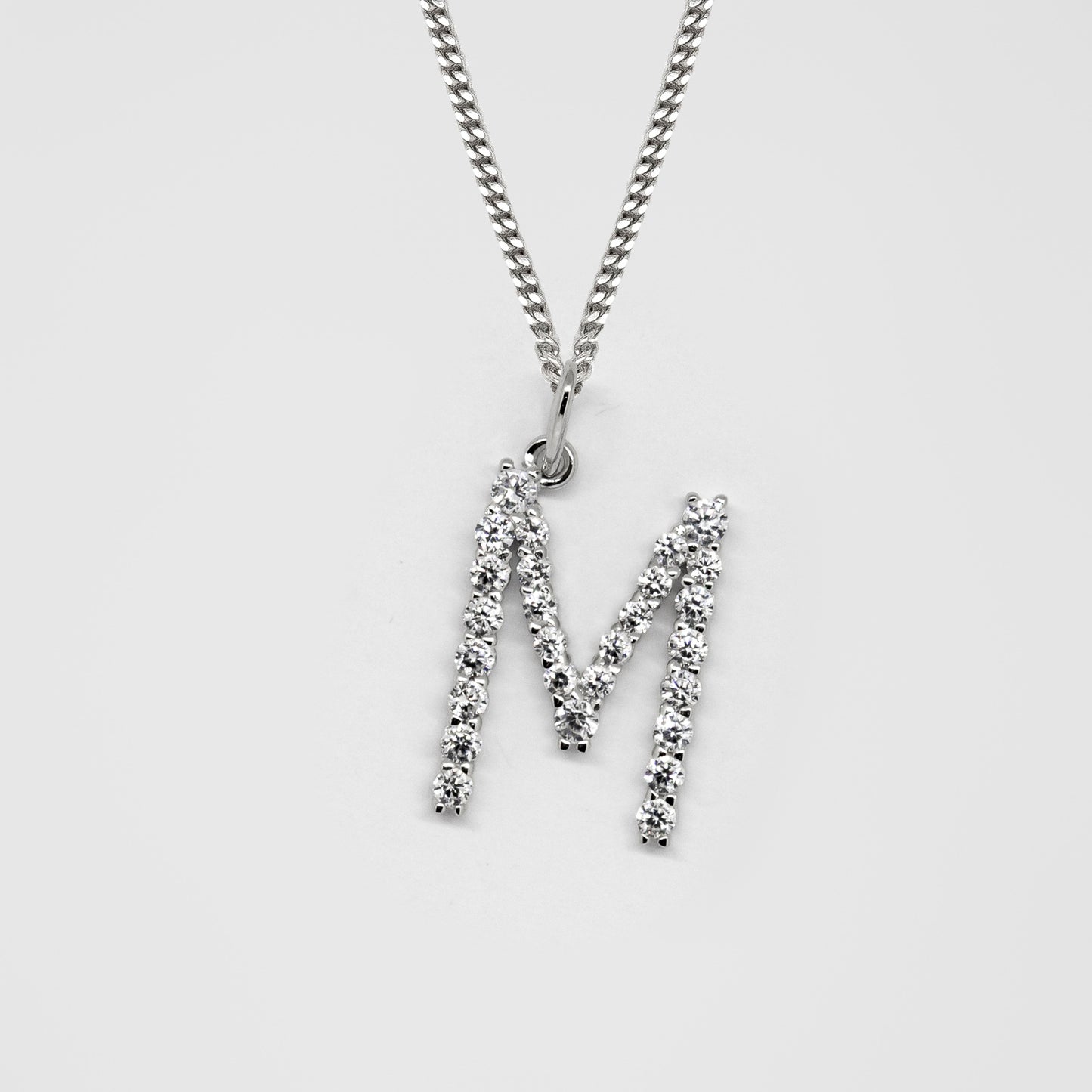 Silver 925 Initial Necklace - M