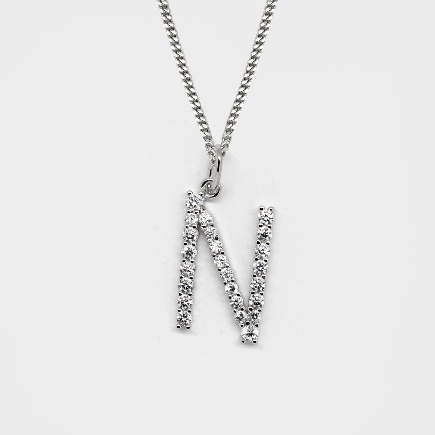 Silver 925 Initial Necklace - N