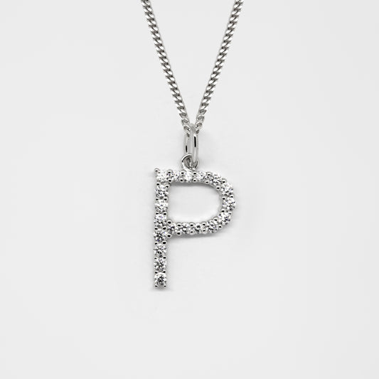 Silver 925 Initial Necklace - P