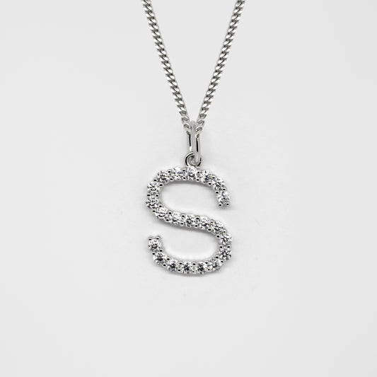 Silver 925 Initial Necklace - S
