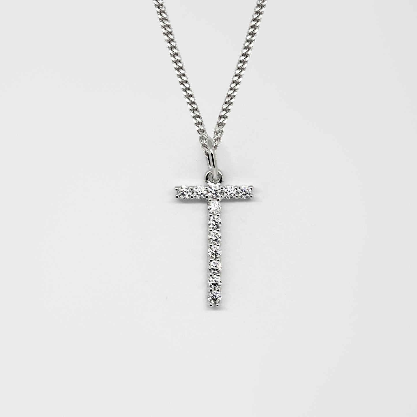 Silver 925 Initial Necklace - T