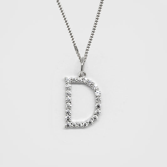 Silver 925 Initial Necklace - D