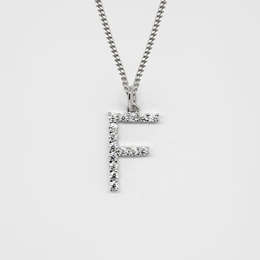 Silver 925 Initial Necklace - F