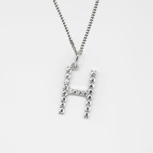 Silver 925 Initial Necklace - H
