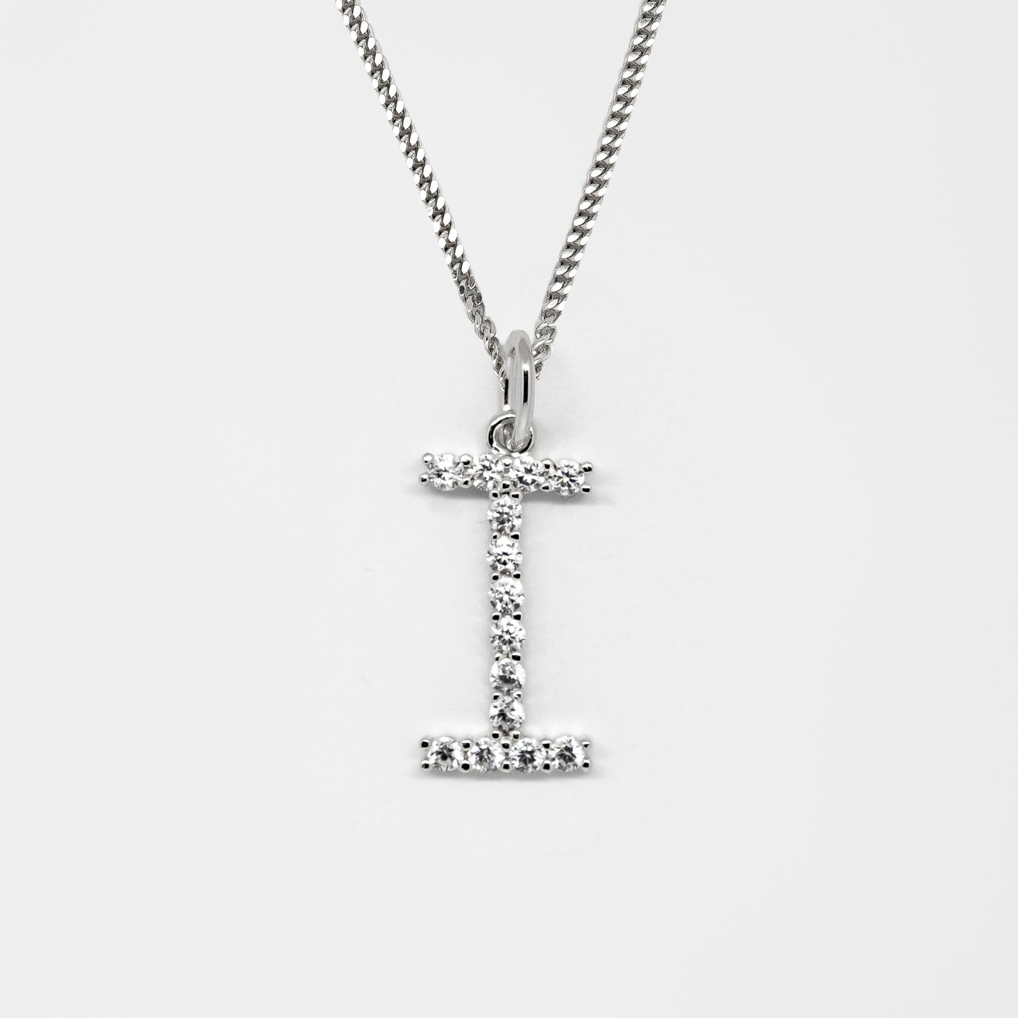Silver 925 Initial Necklace - I