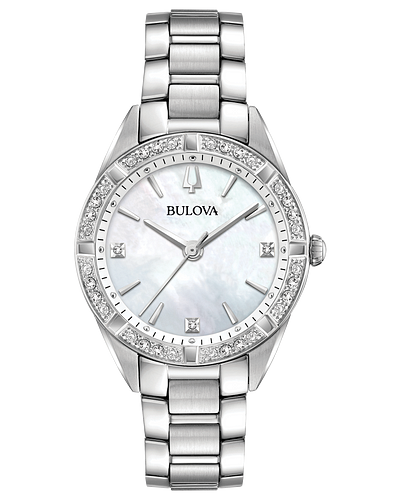 Bulova Sutton Women's White Mother-of-Pearl Dial Classic Watch 96R228