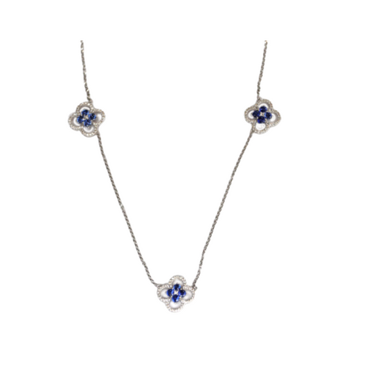 Fortuna Trilogy Necklace with Blue Crystals
