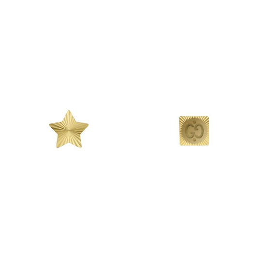 Gucci 18k Yellow Gold Icon GG Square & Star Stud Earrings Ref : YBD66206800100U
