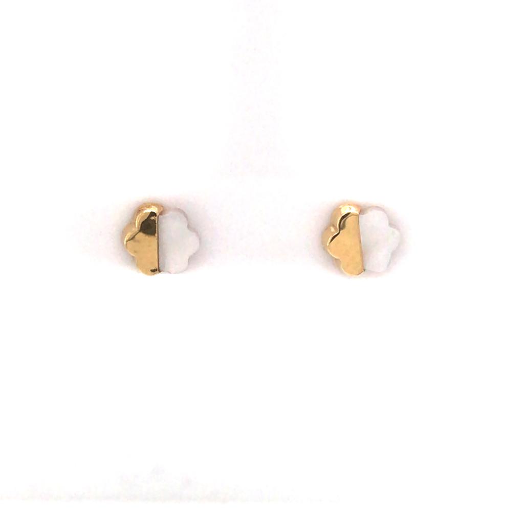 Gold/Mother of Pearl Flower Earrings Ref :148.461/3NC