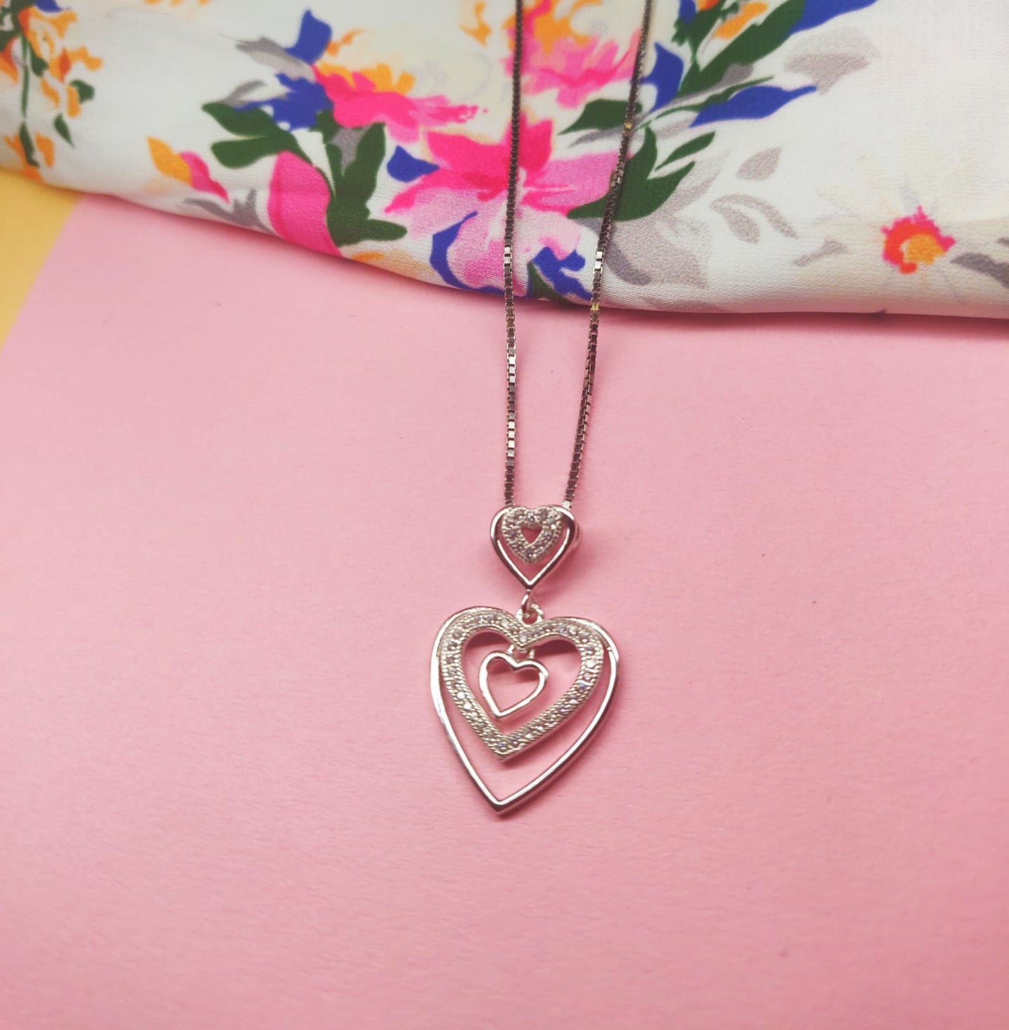 Silver 925 Five Heart Necklace
