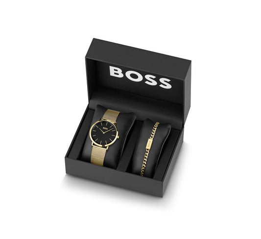 Hugo Boss Gold Watch with Gold Bracelet Bundle Ref :1570152